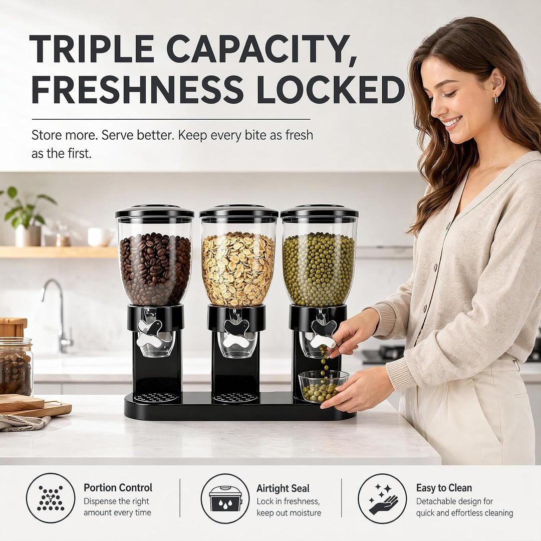 Cereal Dispenser Countertop, 2L Lebensmittelspender, Müslispender Luftdichte Behälter für Müsli, Rei