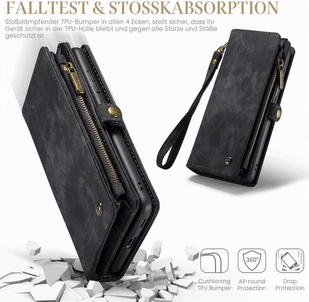 UFinetech für Samsung S23 FE Hülle, Stossfest Kartenfach Magnetisch Abnehmbare Tasche Samsung Galaxy