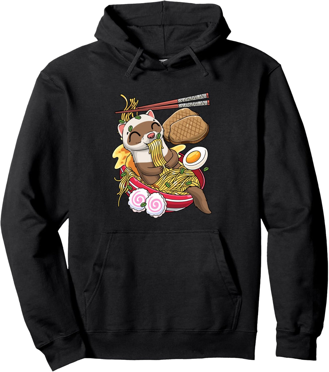 Kawaii Frettchen Ramen Nudeln Japanisches Essen Pullover Hoodie