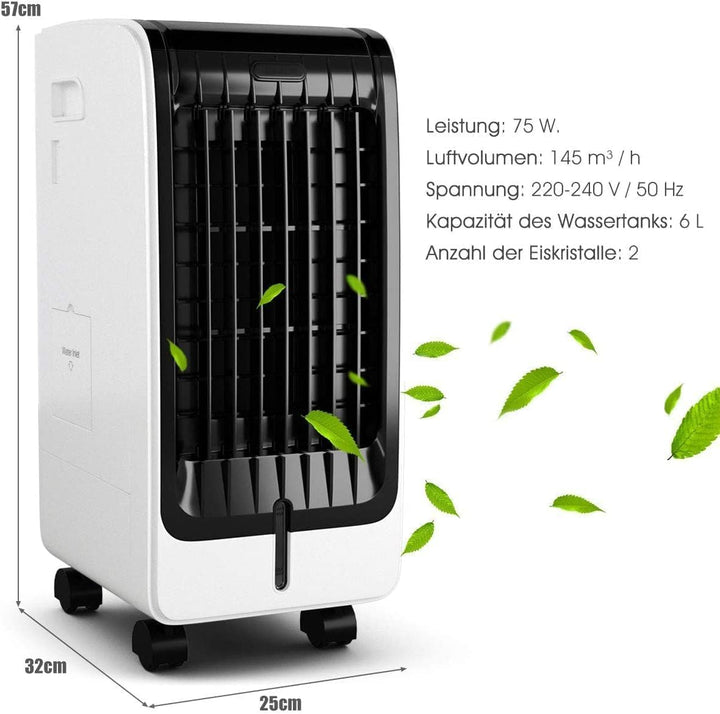 RELAX4LIFE Luftkühler, 3 in 1 Mobile Klimaanlage, 6L Wassertank/3 Geschwindigkeiten/8H-Timer, Luftkü