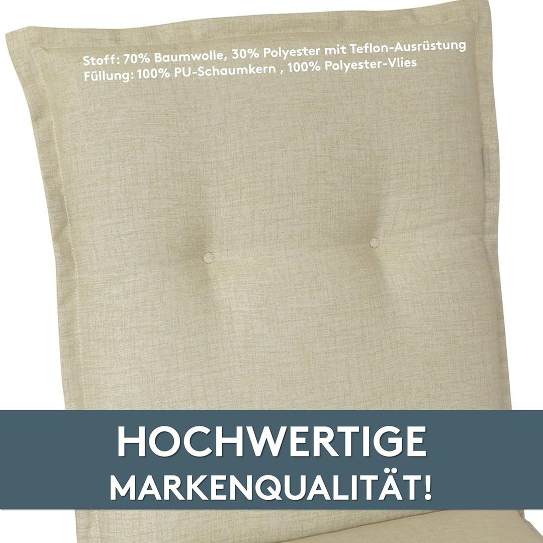 LILENO HOME Gartenstuhl Auflagen als [2er Set - Niedriglehner] in Beige - Bequeme Liegen als Sitzauf