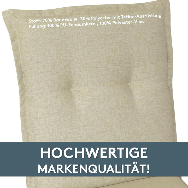 LILENO HOME Gartenstuhl Auflagen als [1er Set - Niedriglehner] in Beige - Bequeme Liegen als Sitzauf