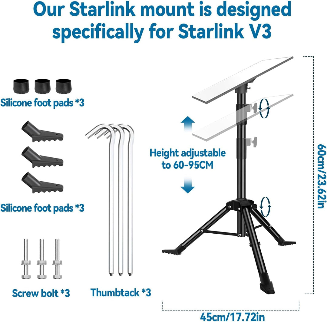 Starlink Mount Gen 3 Stativständer, tragbares Starlink-Montageset für Starlink Gen 3 mit 60–95 cm Te