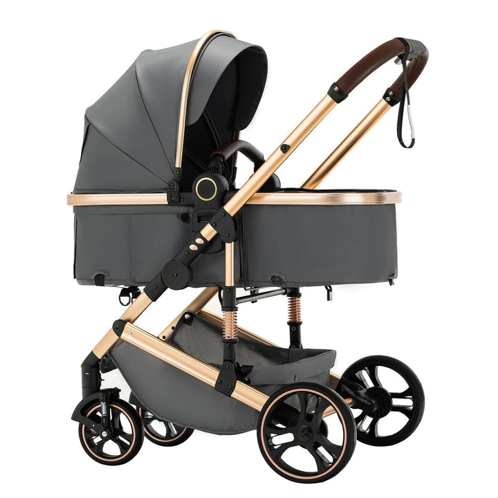 BEBBY Kinderwagen 3 in 1,Kinderwagen Buggy Mit Babyschale,Mit Höhenverstellbarer buggy Komplettset F