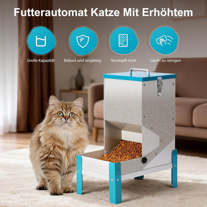 Futterautomat Hund Trockenfutter, Metall-Futterspender für Katzen/Hunde, mit Abnehmbarem Näpfe, für