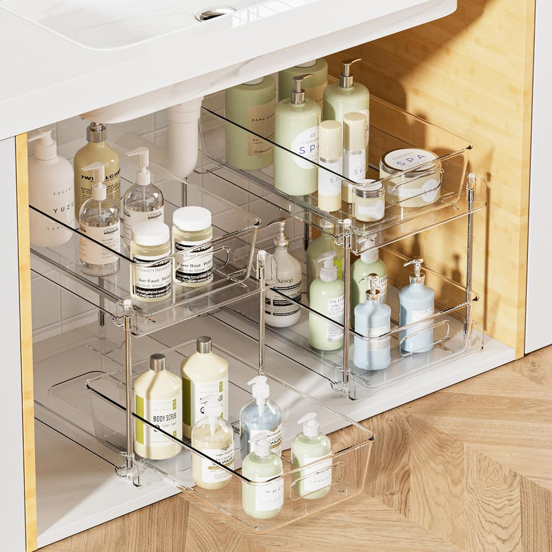 Vtopmart Multifunktionale Spülschrank Organizer, 2 Pack Küchenschrank Organizer, Doppelschicht Unter
