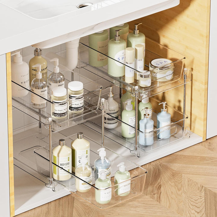Vtopmart Multifunktionale Spülschrank Organizer, 2 Pack Küchenschrank Organizer, Doppelschicht Unter