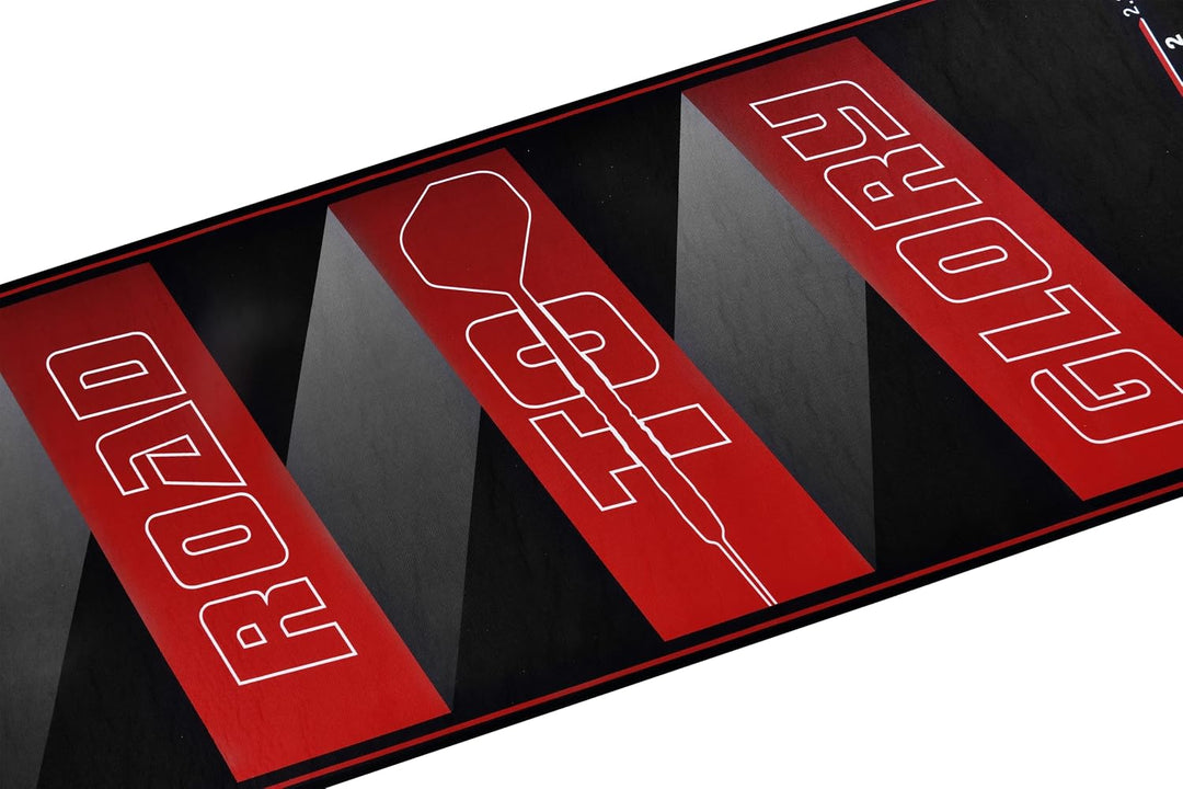 ONE80 Dart Poly Dart Mat Dartteppich incl. Oche Tape rutschfeste gummierte Unterseite 310x70 cm Dart