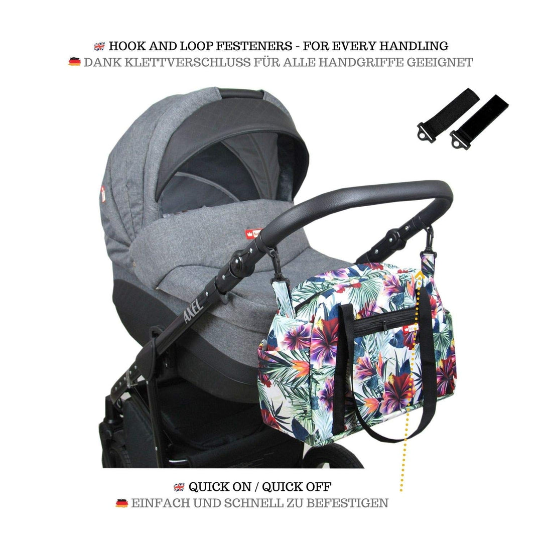 BabyLux Wickeltasche COLORFUL Kinderwagen Buggy Grosse Handtasche Babytasche mit Befestigung für Mut