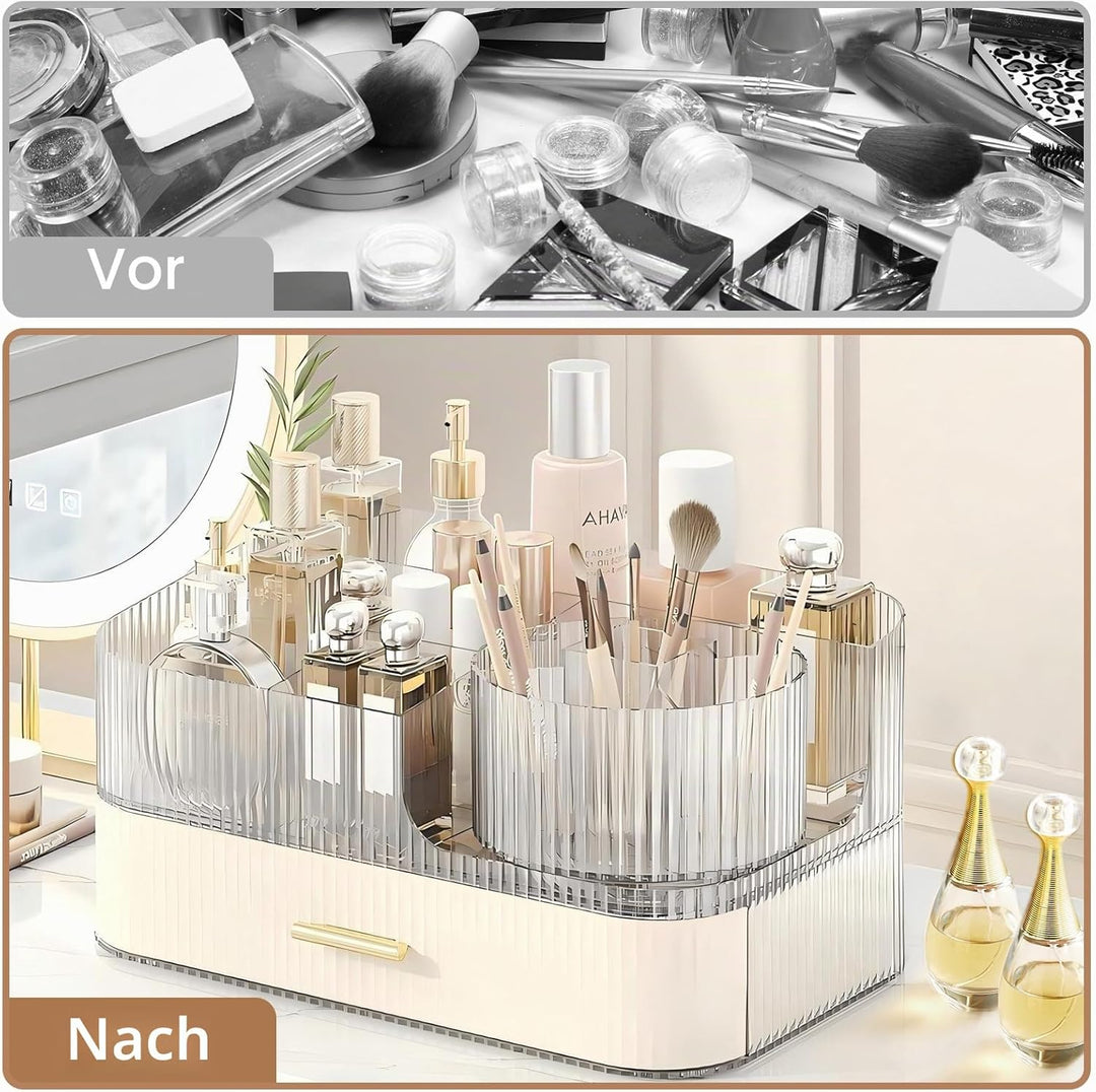 DASITON Make Up Kosmetik Organizer, 360° Drehbar Make Up Pinsel Organizer, Grosser Kosmetik Aufbewah