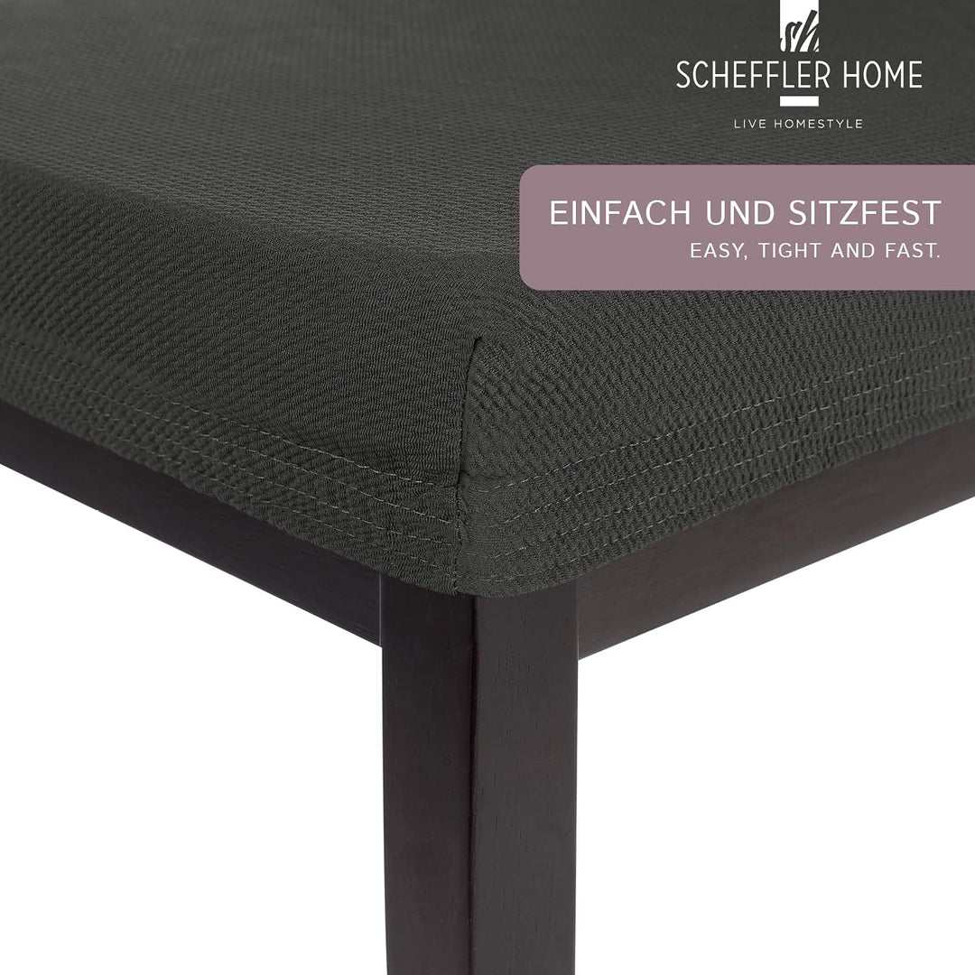 SCHEFFLER-Home Stuhlbezug Mia Anthrazit/Stuhlüberzug 6er Set Chair Cover als Stuhlschoner/Stuhlhusse