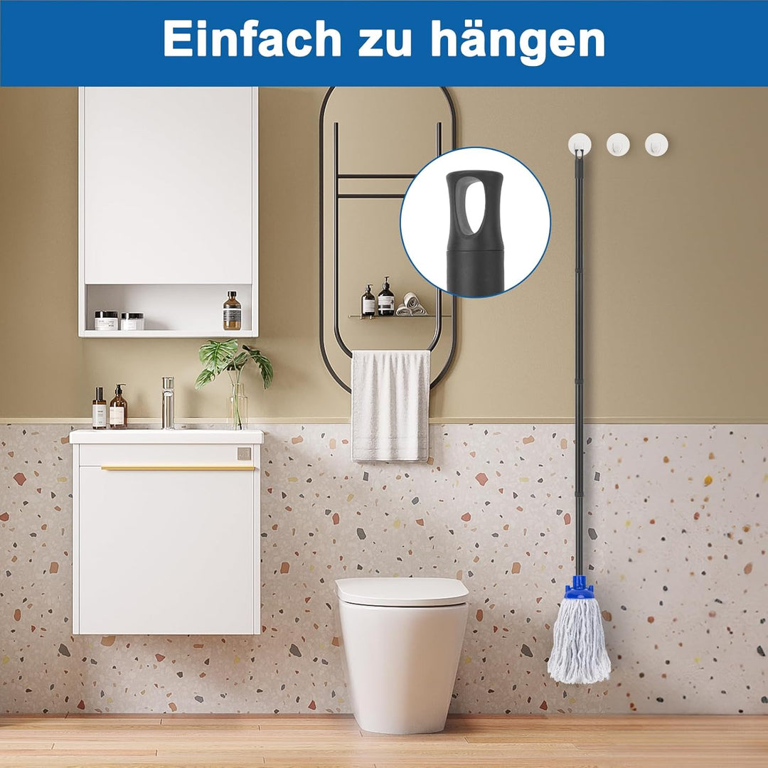 KeFanta Wischmopp für die Bodenreinigung aus 2 Stück Ersatzköpfe aus Baumwolle, 144 cm Metallgriff u