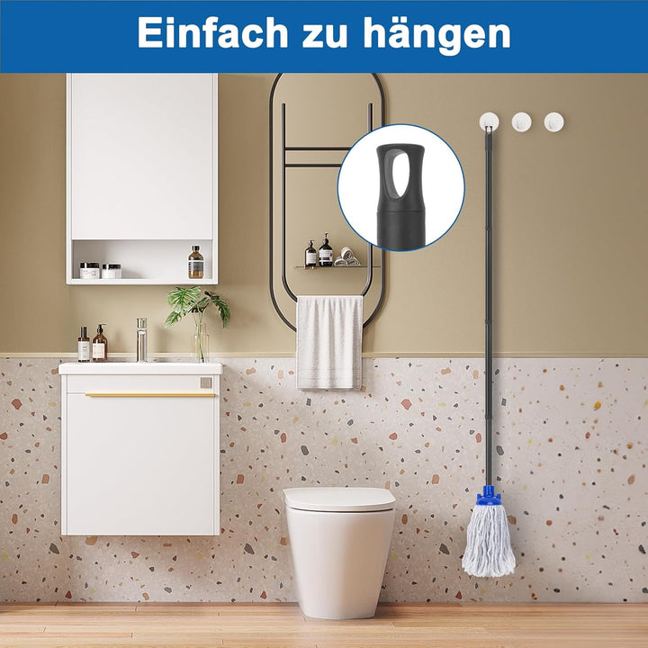 KeFanta Wischmopp für die Bodenreinigung aus 2 Stück Ersatzköpfe aus Baumwolle, 144 cm Metallgriff u
