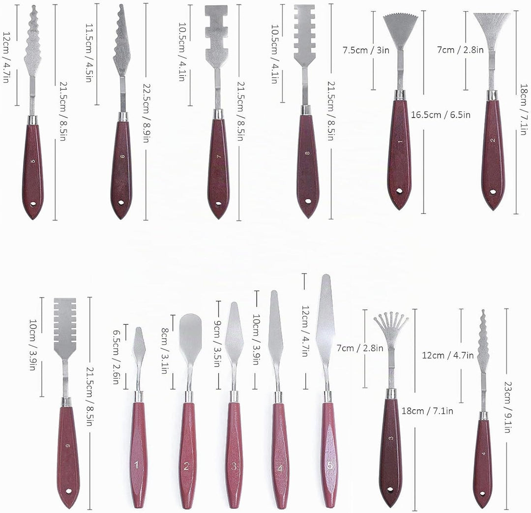14Pcs Spachtel Edelstahl, Malspachtel für Acrylfarben, Malerei Spatel Palettenmesser, Malerei Mischs