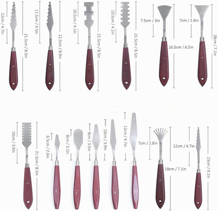 14Pcs Spachtel Edelstahl, Malspachtel für Acrylfarben, Malerei Spatel Palettenmesser, Malerei Mischs