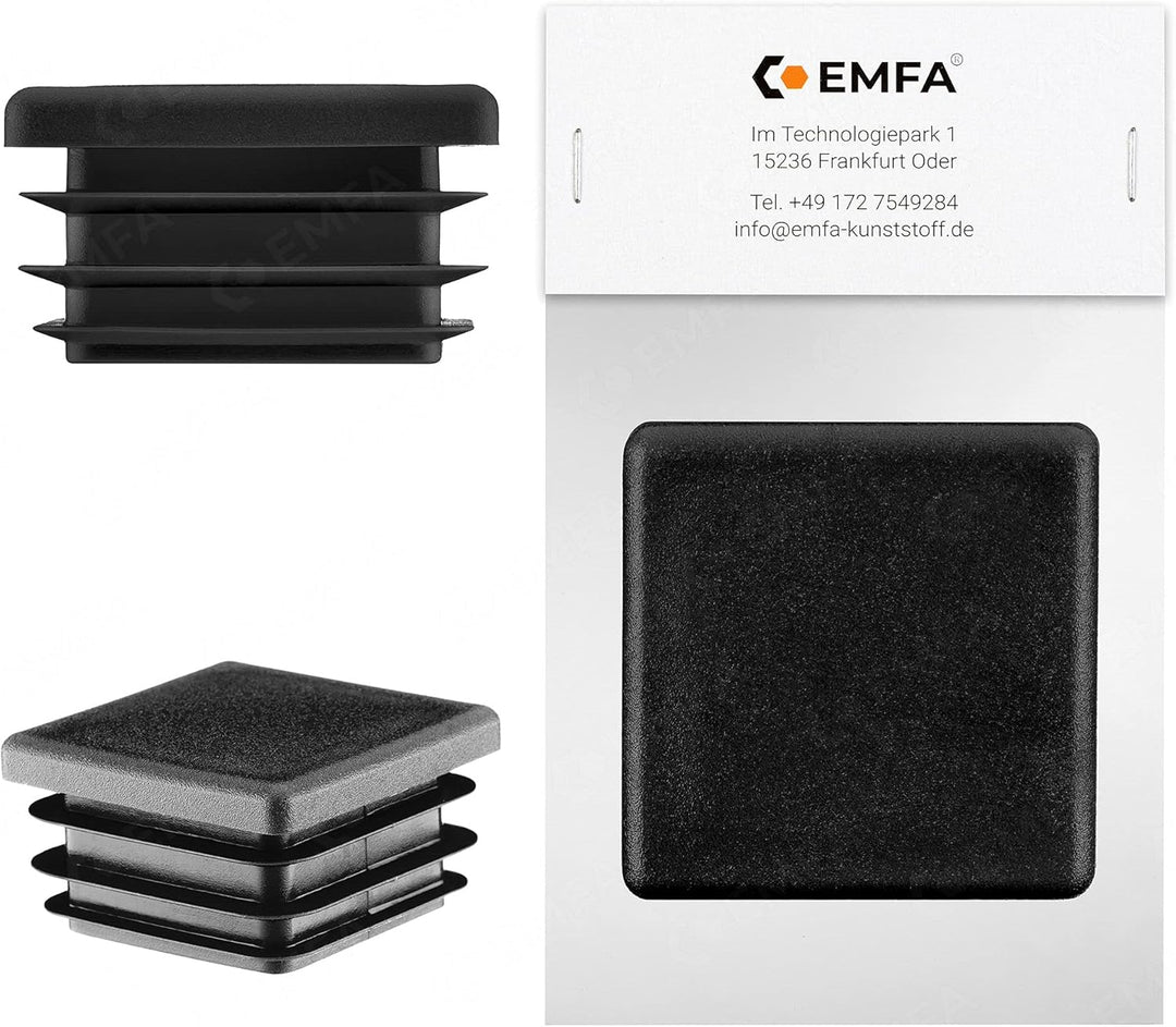 EMFA Lamellenstopfen für Vierkantrohr 100x100 mm Schwarz 1 Stück Rohrstopfen 100x100 Vierkantrohr Ku