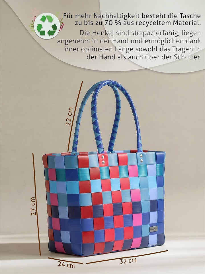 normani Einkaufstasche geflochten mit Henkeln - Tragetasche extra robust Farbe Classic/Grande Classi