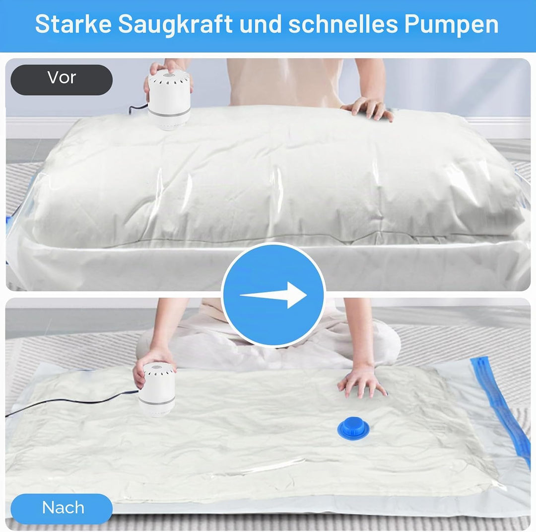 Vakuumbeutel für Kleidung mit Elektrischer Luftpumpe, Vakuumbeutel 12 Stück 3 x Jumbo, 3 x Gross, 3