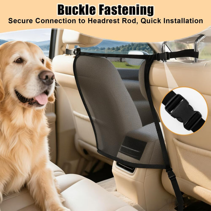 DONGKER Auto-Netz für Hunde, Verstellbar Rücksitz Sicherheitsnetz, 53x53 cm, Haustier Trenngitter zu