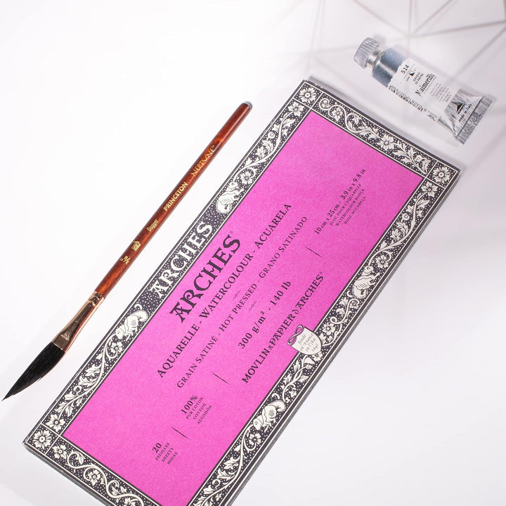 Arches 1795068 Aquarellpapier im Block (10 x 25 cm, 4-seitig geleimt, 300g/m² Satiniert) 20 Blatt na