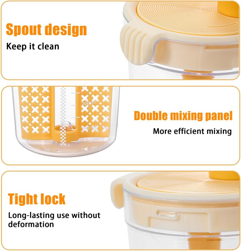 MiOYOOW Salatdressing-Mixer, 500ml Eierfilter-Mixbecher, Manuelle Rührflasche, Manuelle Saucen Shake