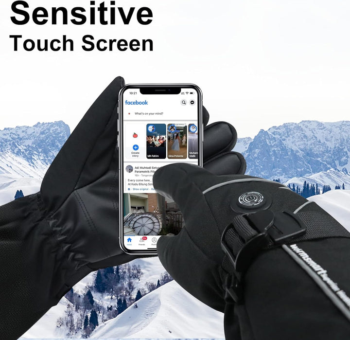 Beheizbare Handschuhe, 7.4V 3000mAh Beheizte Handschuhe für Damen Herren, Winddicht Touchscreen Heiz