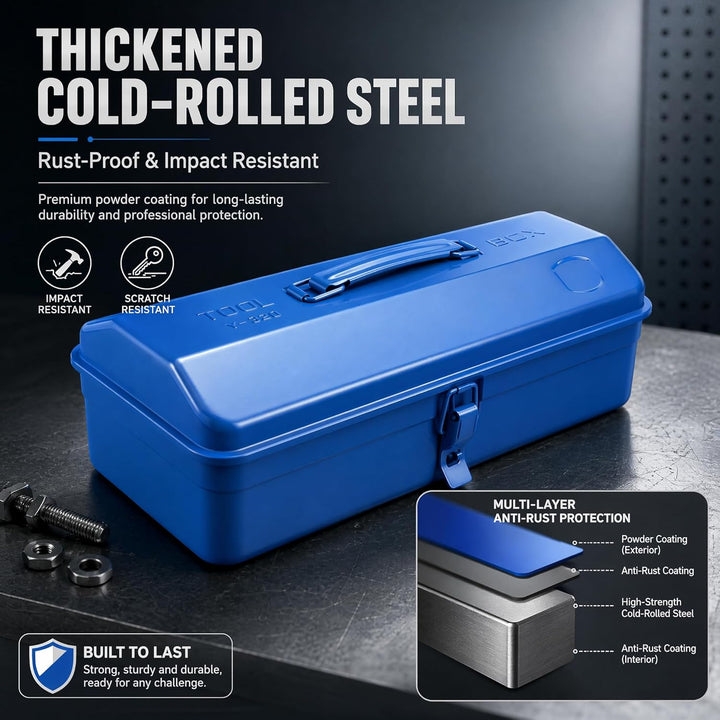 Werkzeugkoffer Klein Leer, Werkzeugkiste Metall 37×16×12cm Robust Langlebig Werkzeugkasten Mit Trage