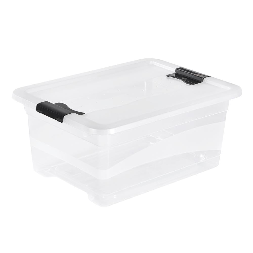 keeeper Aufbewahrungsbox mit Deckel und Schiebeverschluss, 39,5 x 29,5 x 17,5 cm, 12 l, Cornelia, Tr