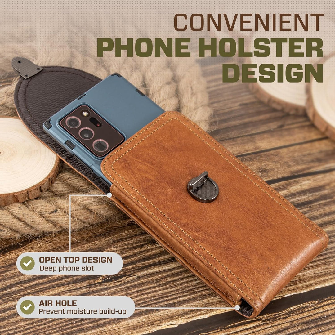hengwin Horizontal Echtes Leder Handy Holster für iPhone 15 14 Pro Max, 14 Plus, Gürtelclip Gürtelta