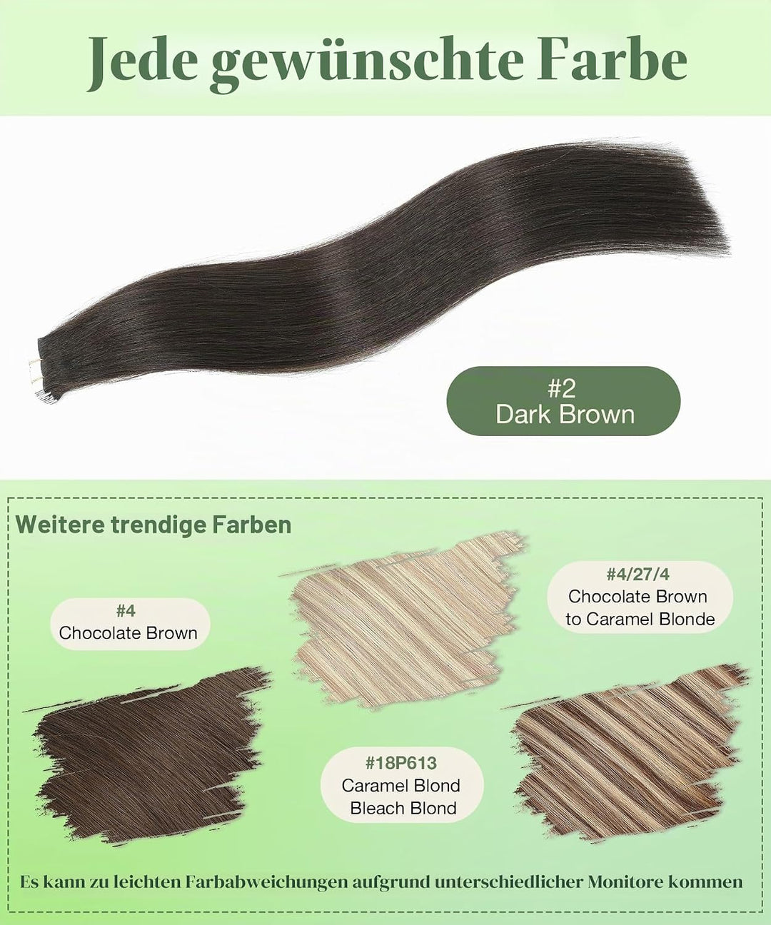SURNEL Tape Extensions Echthaar, 20pcs 50g 50cm 20 Zoll Dunkel Braun Remy Invisible Tape Extensions