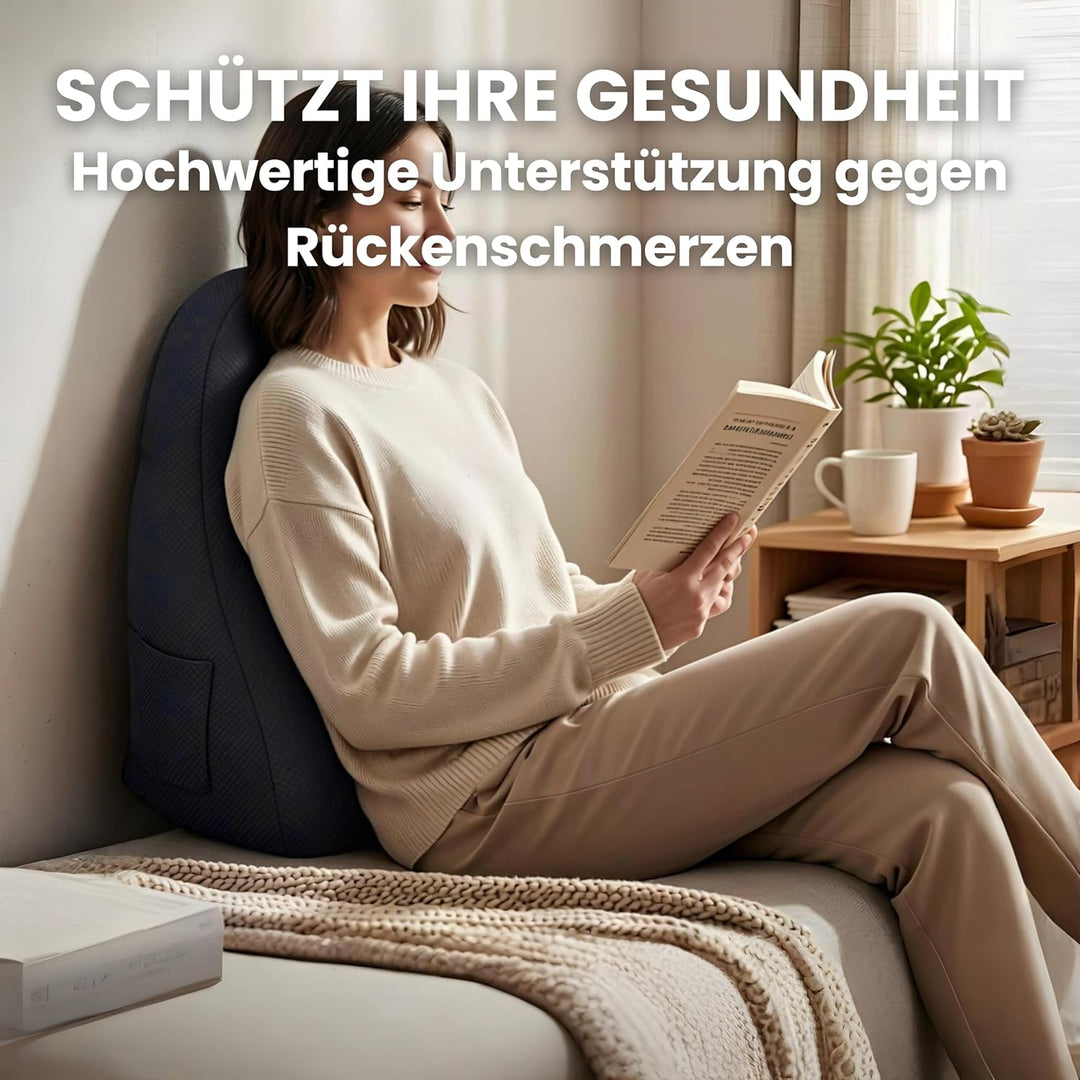 Lesekissen für Bett und Sofa – Rückenkissen Memory-Schaum – Ergonomisches Dreiecksdesign – Natürlich