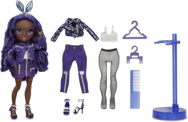 Rainbow High Modepuppe - Kristal Bailey - Indigo Puppe mit 2 Luxus-Outfits - inkl. Accessoires und P