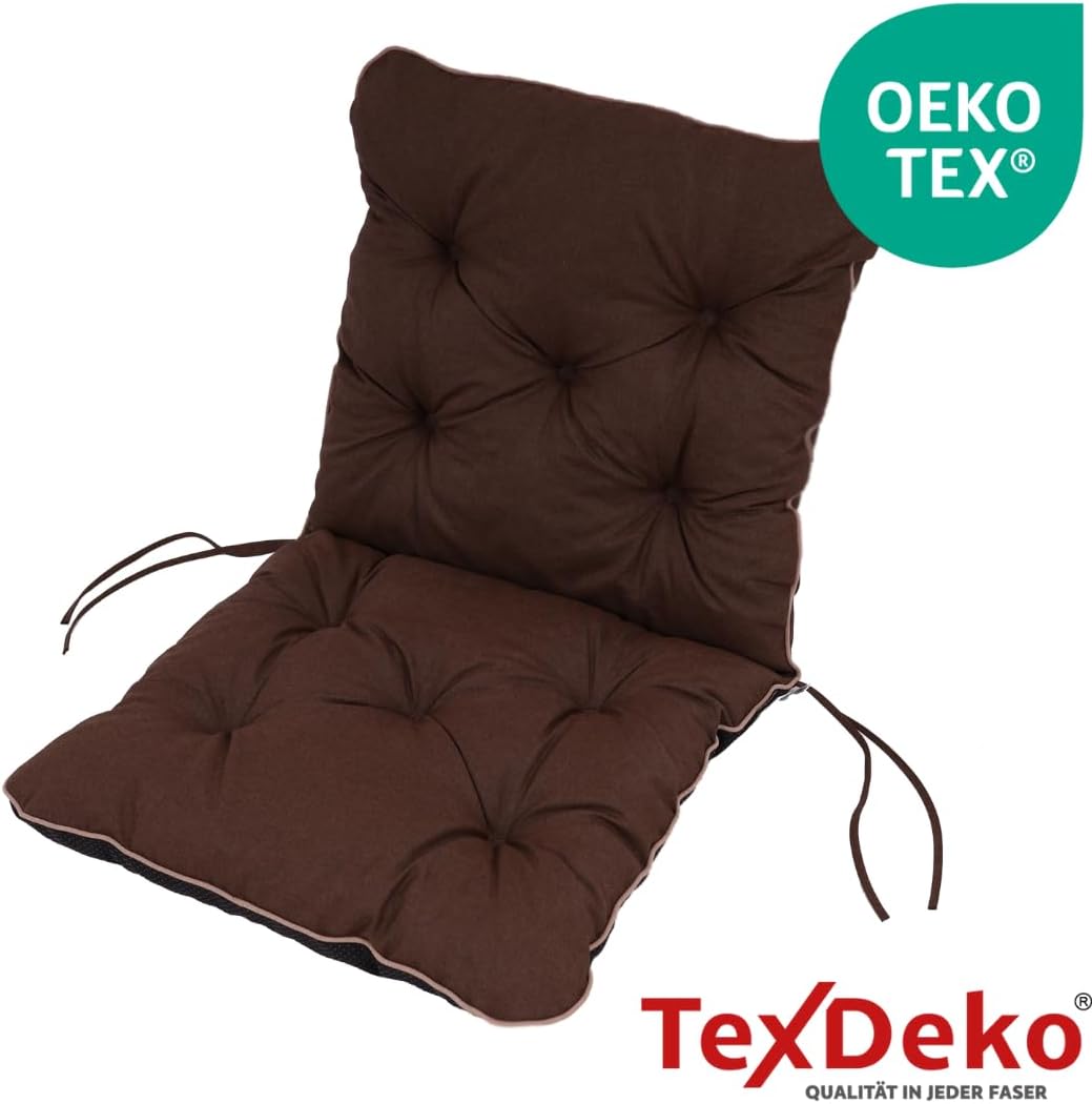TexDeko® Ecolen Niedriglehner Auflage für Gartenstuhl 50x50x50cm Leinenstruktur hochwertig gepolster