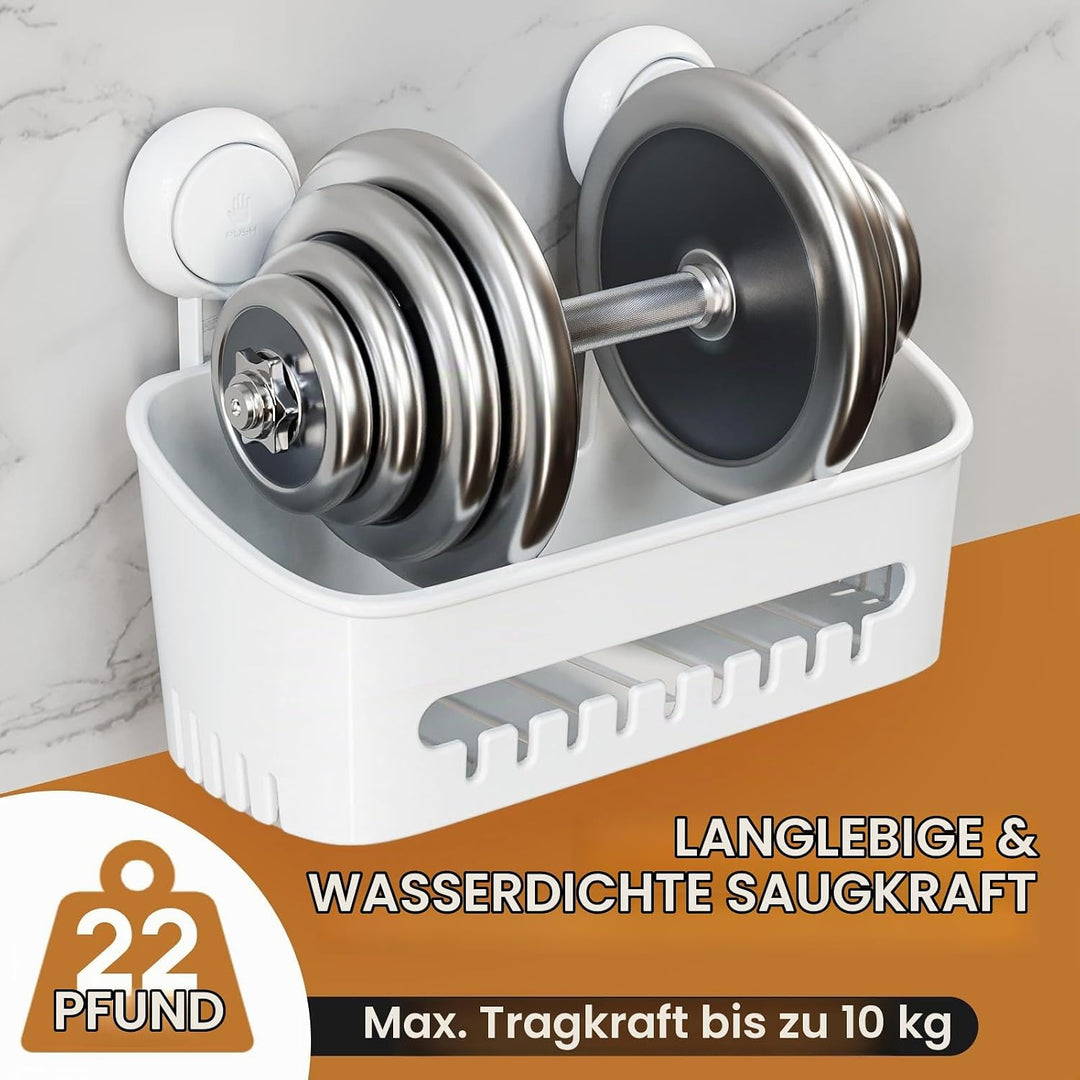 LEVERLOC Duschablage Ohne Bohren Saugnapf Dusche Organizer Grosse Kapazität Bad Organizer Ohne Bohre