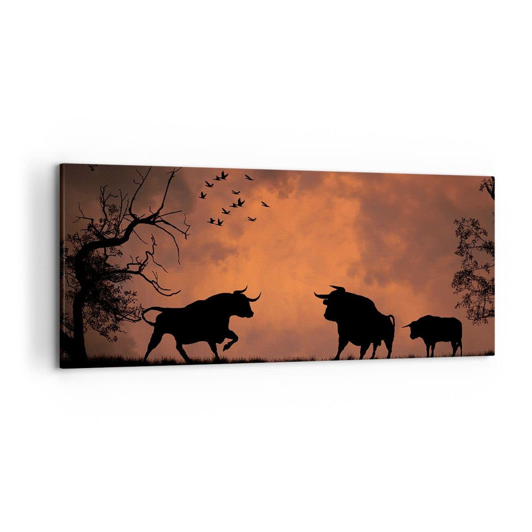 Wandbilder Dekoration Wohnzimmer Tier wütend Stier Panorama Bilder auf Leinwand 120x50cm Leinwandbil