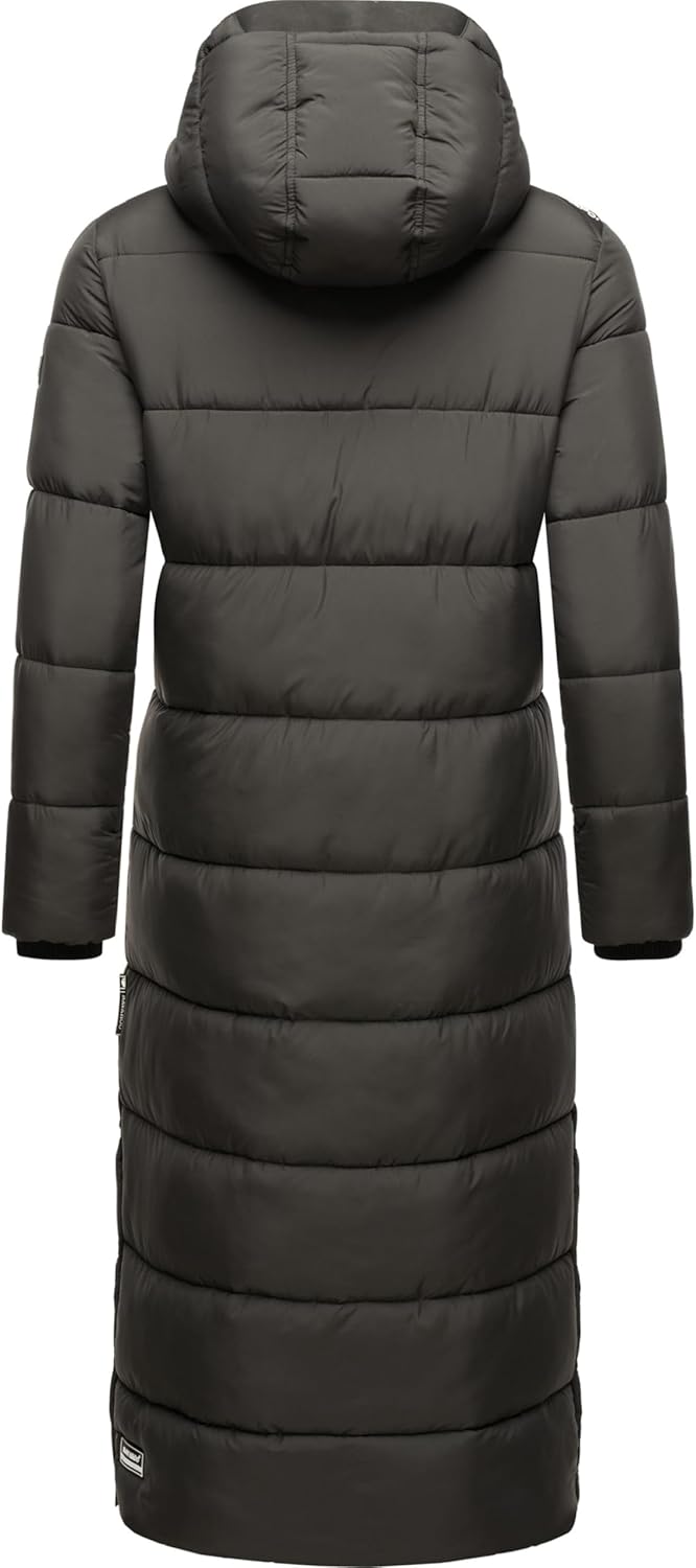 Navahoo Damen Wintermantel Warmer Steppmantel lang mit Abnehmbarer Kapuze Isalie XS-XXL XXL Anthraci