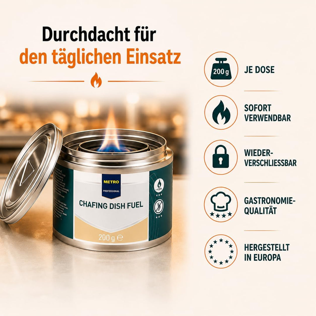 HLKauf M.Professional Brennpaste für Chafing Dish Speisenwärmer - Brenndauer ±3 Stunden - geruchlose