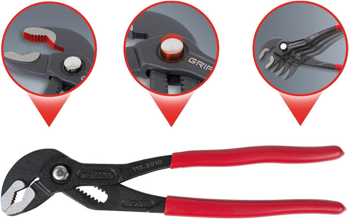 KS Tools 115.2016 Wasserpumpenzange mit Druckknopfverstellung, 415mm