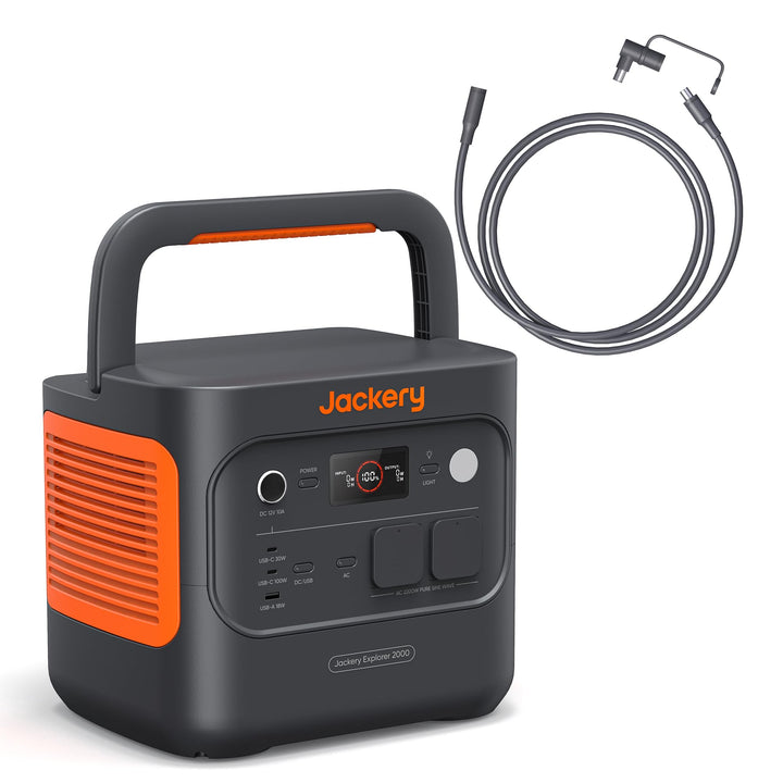 Jackery E2000 v2 tragbare Powerstation mit 5M Solarpanel Verlängerungskabel, 2042Wh Solargenerator m