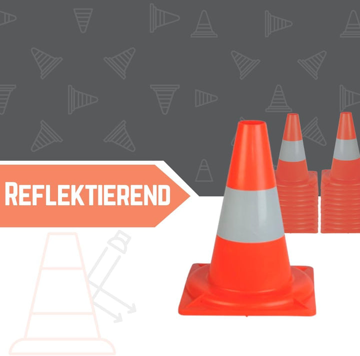 20 Stück Verkehrskegel Reflektierend orangefarbener - Warnkegel HDPE - 33 cm hoch