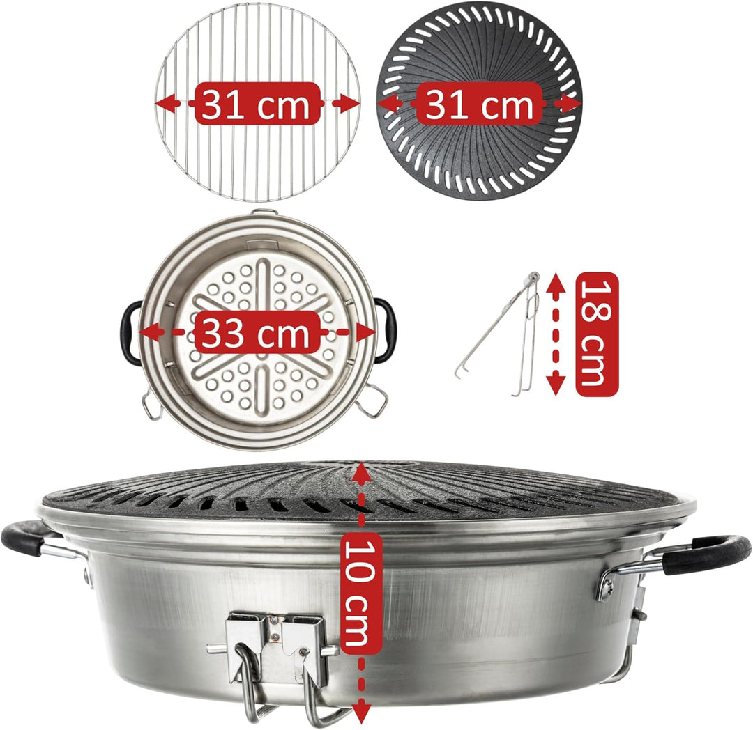 BBQ-Toro Grill Set für Raketenofen | Grillset mit Gusseisen Grillplatte, Grillrost, Tropfschale und