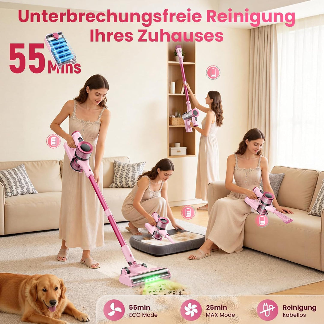 Dzaki Akku Staubsauger Kabellos 50.000 Pa, 55 Min. Laufzeit, Selbststehend, Touch Display, Anti-Tang