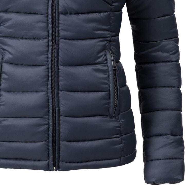 MARIKOO Damen Übergangsjacke leichte Steppjacke kurz mit Kapuze Lucy XS-3XL XXL Blau, XXL Blau