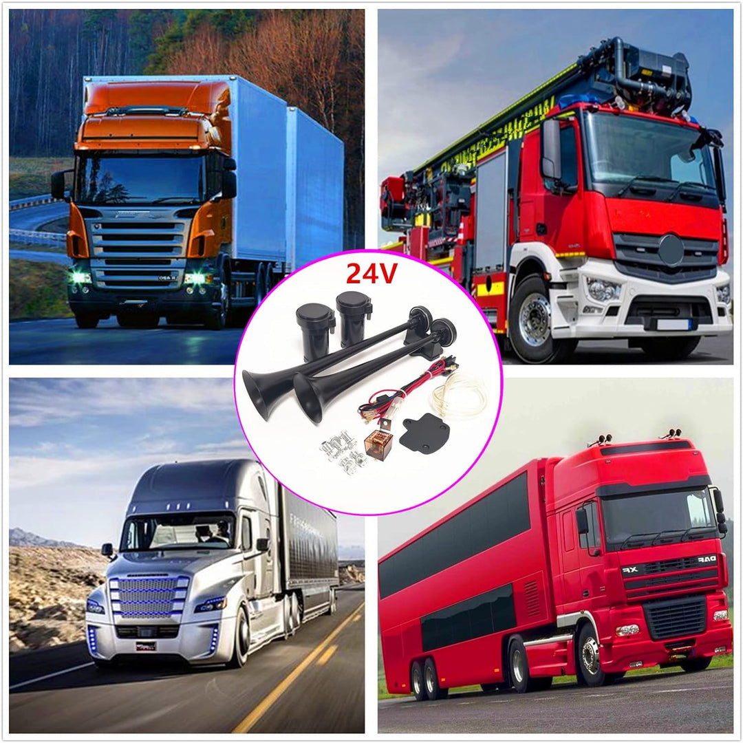 YIYIDA Lufthorn Autohupe Car Horn 24V LKW Hupe Doppelrohrhupe Elektrische Hupe 170db schwarz Wasserd