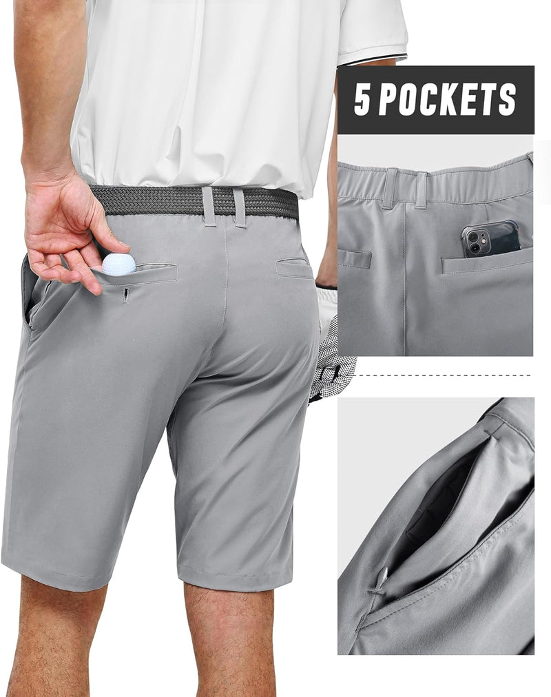 33,000ft Herren Golf Shorts Stretch Kurze Golfhosen Leichte Schnelltrocknende 11" Bermuda Shorts Kur