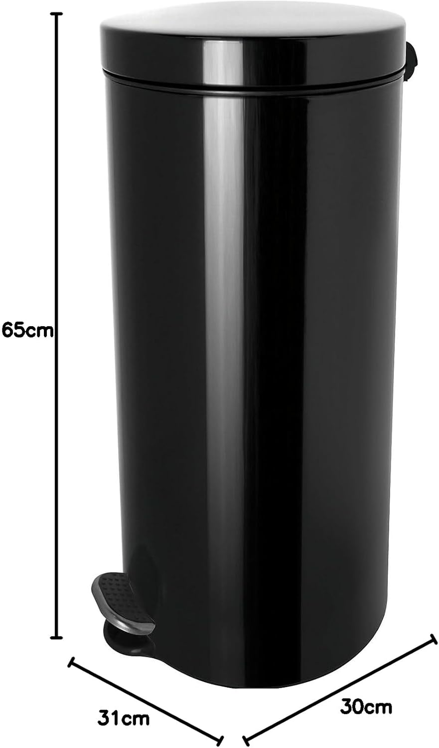 Helit H2404395 - Silberionen-Tretabfallbehälter, „the knight“, 30 Liter, schwarz 30 Liter schwarz, 3