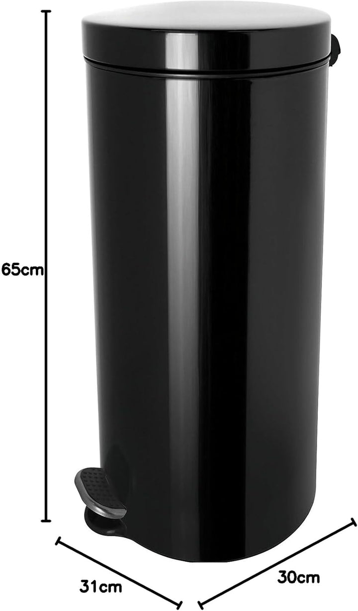 Helit H2404395 - Silberionen-Tretabfallbehälter, „the knight“, 30 Liter, schwarz 30 Liter schwarz, 3
