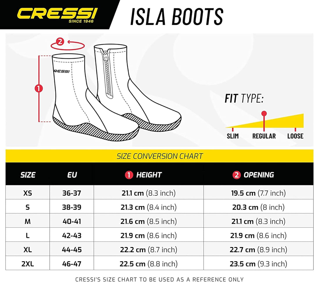 Cressi Isla Boots - Unisex Tauchschuhe aus Neopren Shwarz mit Gummisohle 5mm XL, 5mm XL