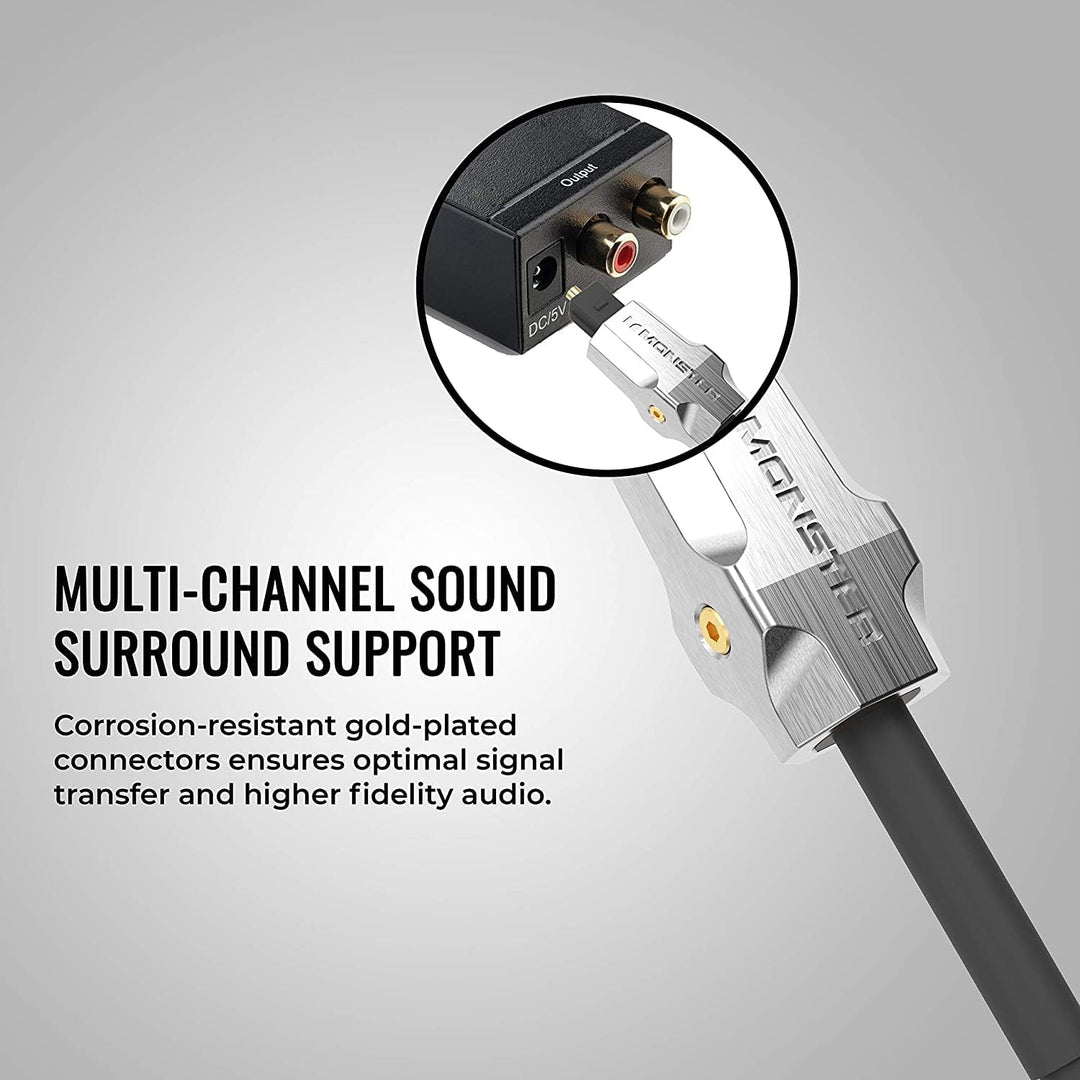MONSTER M1000 Glasfaserkabel 3m, Fiber Optic Kabel, Surround-Sound, Digitales Audiokabel, Optimale S