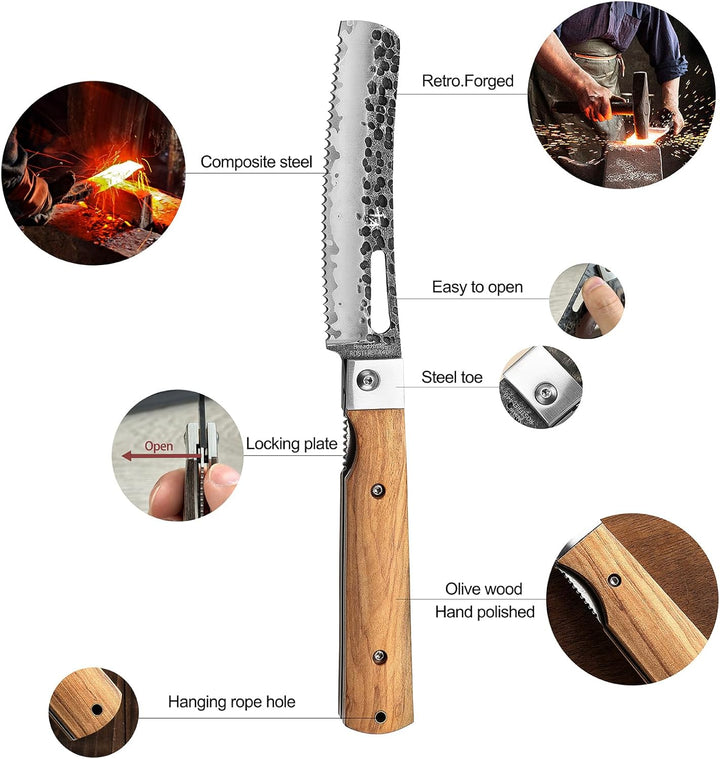 SENBON 440 Geschmiedeter Edelstahl Camping Brot Messer Klinge Sharp japanisches stil Falten Tragbare
